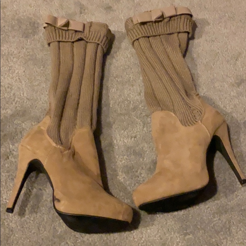 Cream sweater boots